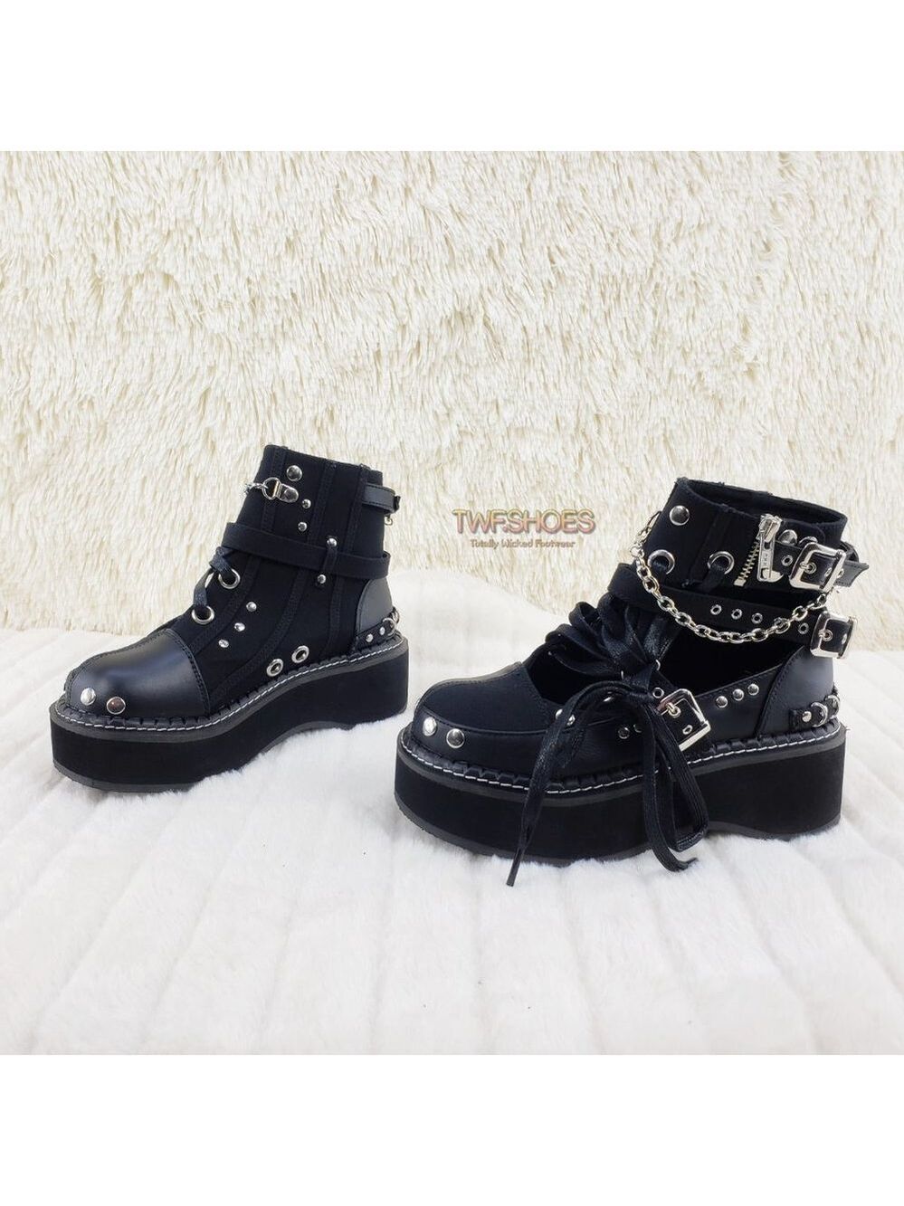 Emily Cut Out Platform Sandal Boots Goth Punk Ankle Boots - Picture 9 of 15